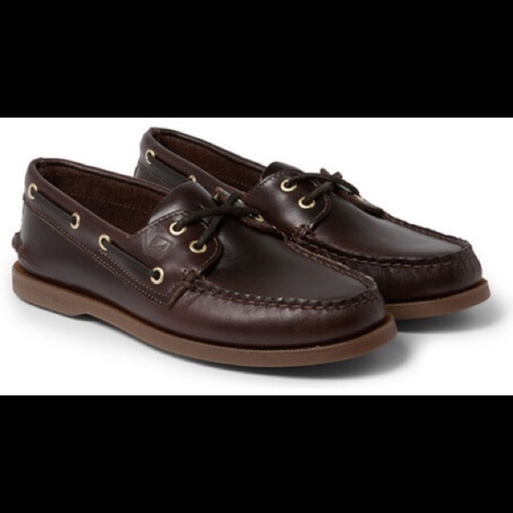 Dark brown leather Sperry topsiders